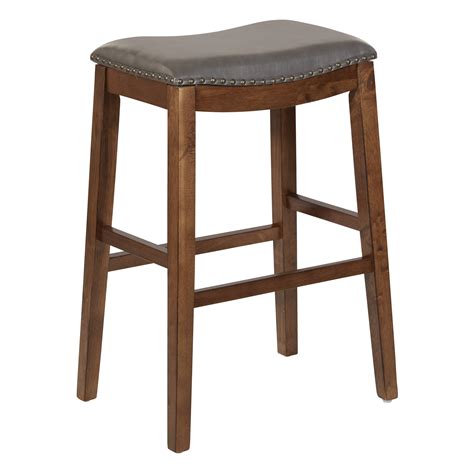 29 in gray saddle stool metal with fabric top|OSP Home Furnishings Metro 29.